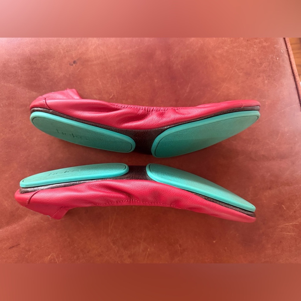 Tieks Red Leather Ballet Flats 10 - Picture 4 of 10